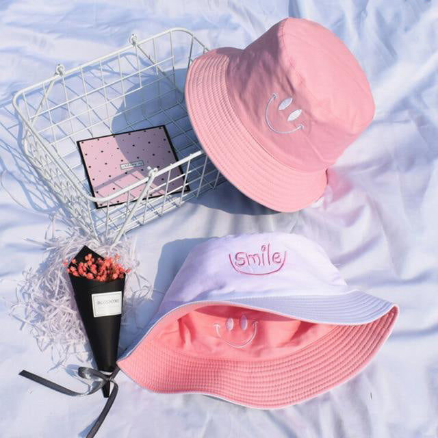 Smile Bucket Hat - Pink/White – shop olive & ivy