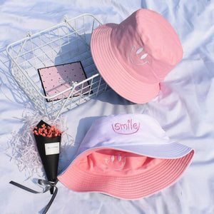 Smile Bucket Hat - Pink/White