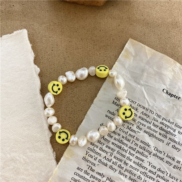 Men's Smiley Face Pearl Bracelet XL (19cm / 7.5”)