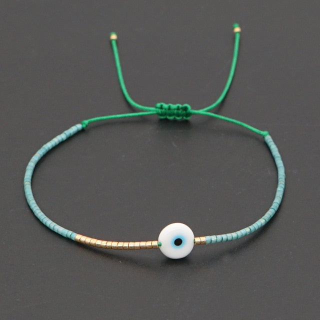 Alessandra Evil Eye Bracelet - Aqua/Green