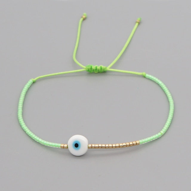 Alessandra Evil Eye Bracelet - Lime Green
