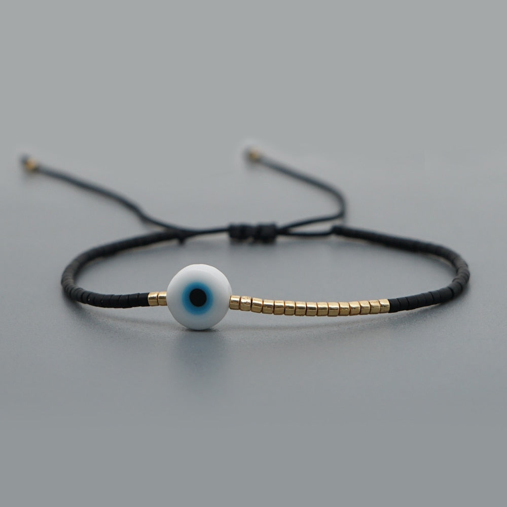 Alessandra Evil Eye Bracelet - Black/Gold