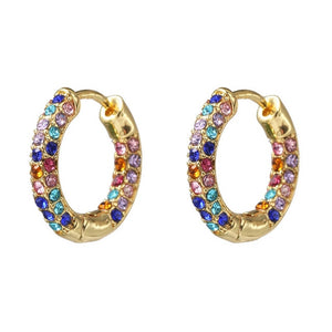 Colorful Gem Hoop Earrings